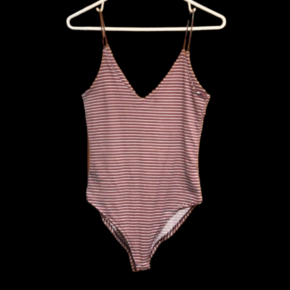 *DONATING 9/1/2025* GAZE Striped Bodysuit Size XS - Picture 1 of 7